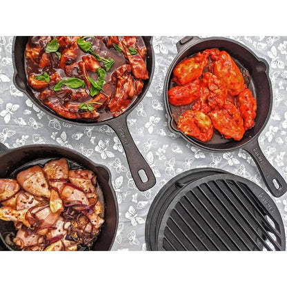 Igneus 3‑Part Cast Iron Pan Set | Pizza Oven Cooking Essentials