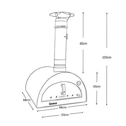 Igneus classico wood-fired pizza oven with curved arched design and integrated chimney for outdoor use