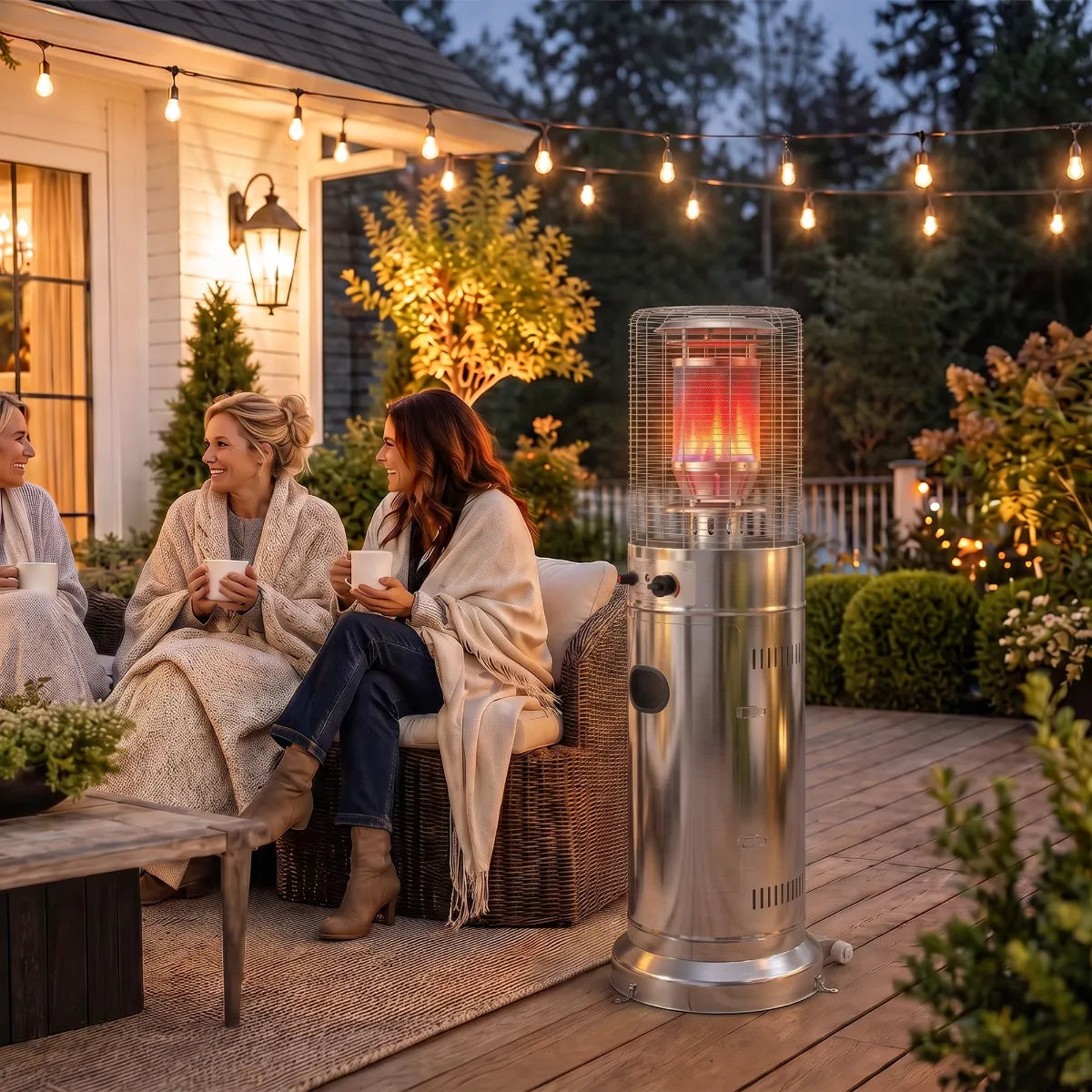 Outsunny 13 kW Gas Patio Heater with Tip‑Over Protection - Stainless Steel