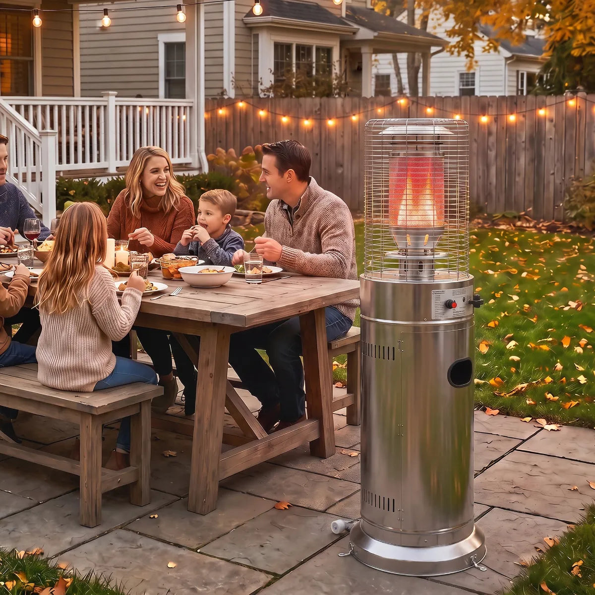Outsunny 13 kW Gas Patio Heater with Tip‑Over Protection - Stainless Steel