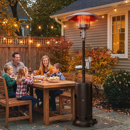 Outsunny 13 kW Gas Patio Heater with Side Table & Anti‑Tip Safety