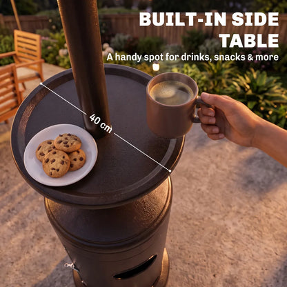 Outsunny 13 kW Gas Patio Heater with Side Table & Anti‑Tip Safety