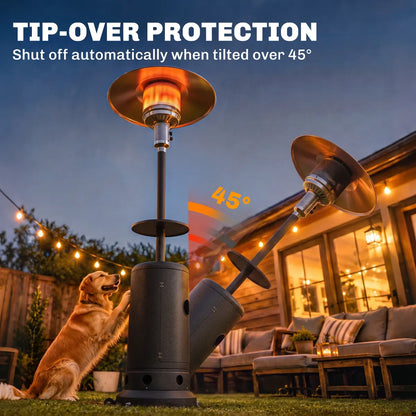Outsunny 13 kW Gas Patio Heater with Side Table & Anti‑Tip Safety