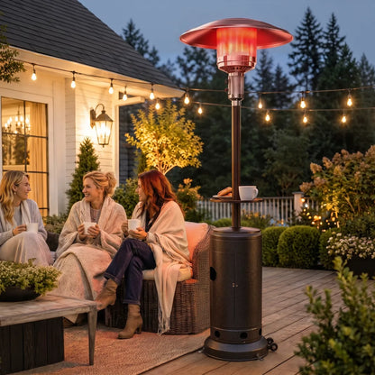 Outsunny 13 kW Gas Patio Heater with Side Table & Anti‑Tip Safety