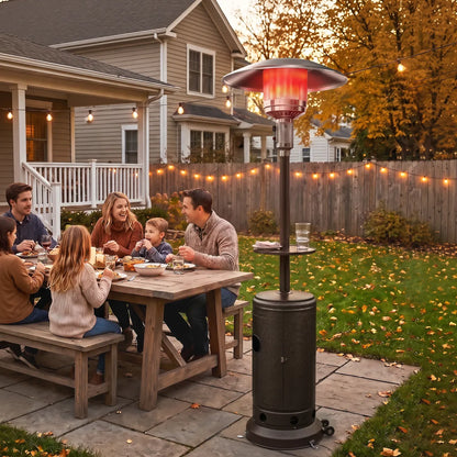 Outsunny 13 kW Gas Patio Heater with Side Table & Anti‑Tip Safety