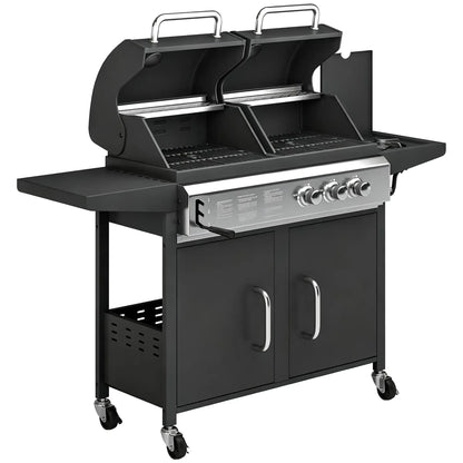 Outsunny Dual‑Fuel Gas & Charcoal BBQ Grill – 2.7 kW | 846‑294V70BK