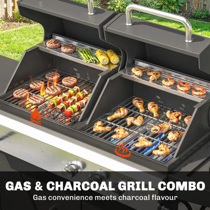 Outsunny Dual‑Fuel Gas & Charcoal BBQ Grill – 2.7 kW | 846‑294V70BK