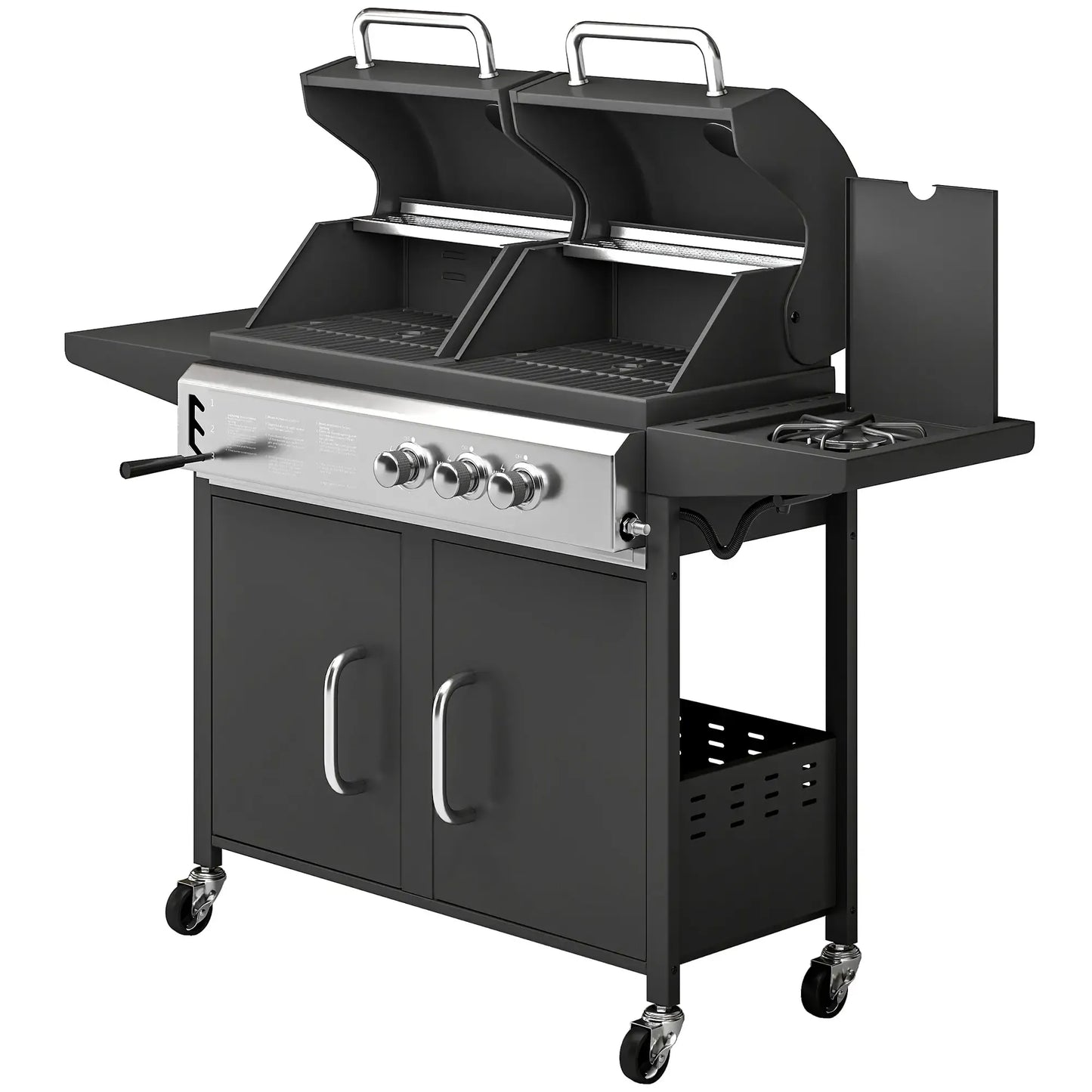 Outsunny Dual‑Fuel Gas & Charcoal BBQ Grill – 2.7 kW | 846‑294V70BK