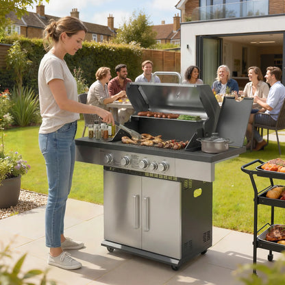 Outsunny 5‑Burner Gas BBQ Grill – 48,000 BTU | 846‑196V70SR