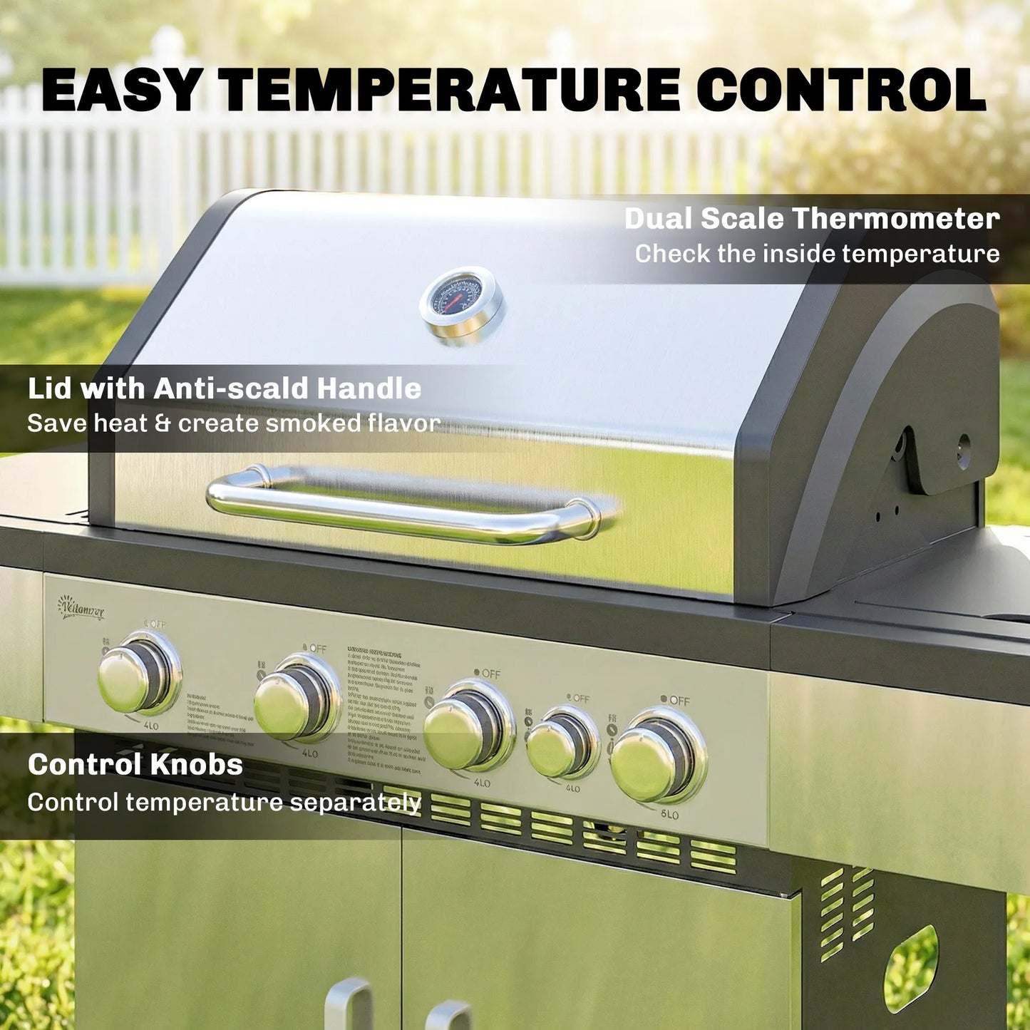 Outsunny 5‑Burner Gas BBQ Grill – 48,000 BTU | 846‑196V70SR