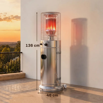 Outsunny 13 kW Gas Patio Heater with Tip‑Over Protection - Stainless Steel