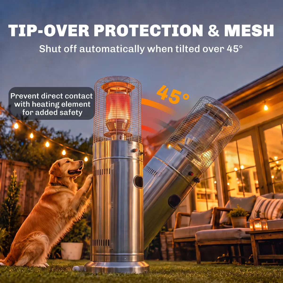 Outsunny 13 kW Gas Patio Heater with Tip‑Over Protection - Stainless Steel