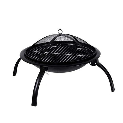 Black metal kaida traveller portable folding fire pit with mesh lid and grill for outdoor use