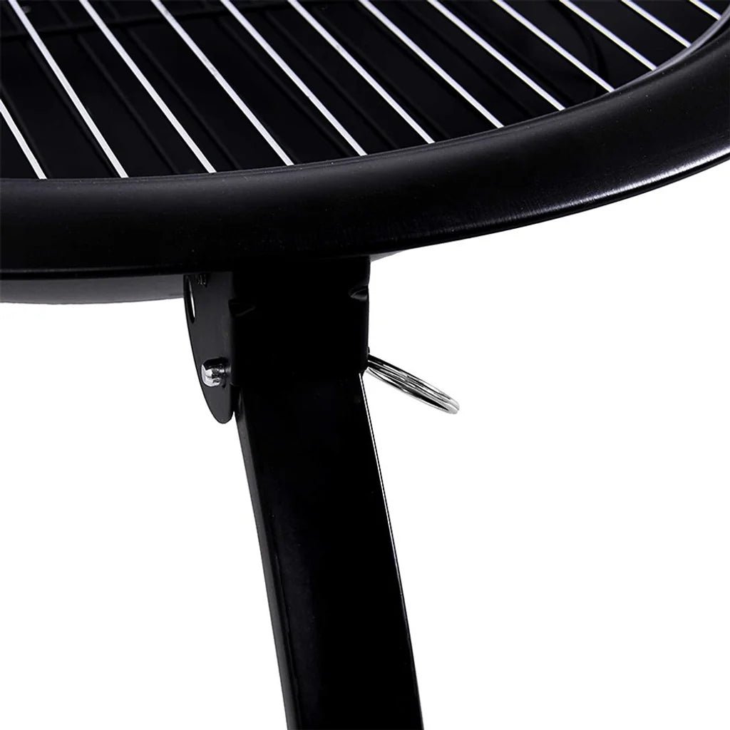 Kaida traveller portable folding fire pit lfs709 black round grill with white metal grates and sturdy stand