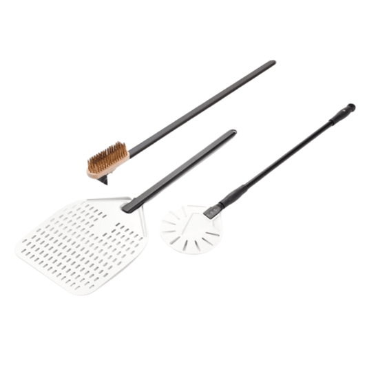 KIT PIZZAIOLO 3 TOOLS: SHOVEL, BRUSH, ROUND PALINO - SHOVEL, BRUSH, ROUND PALINO - KIT010 - GardenHearth