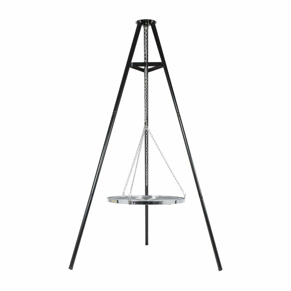 La Hacienda Steel Tripod with Chrome Hanging Grill 55578 - Accessories - 55578 - GardenHearth