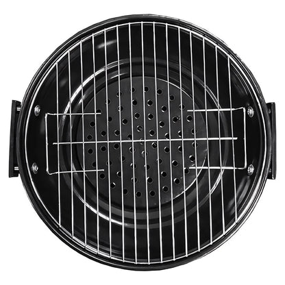 Black circular grill pan with perforated base and metal grates for lifestyle 17 inch kettle charcoal bbq ba0017c