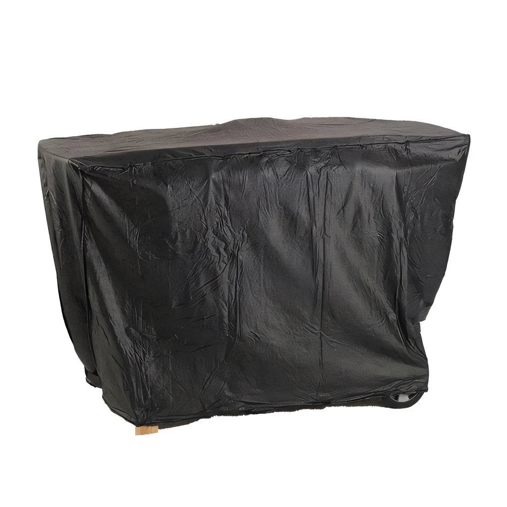 Black durable fabric cover designed to protect a lifestyle 4 burner flatbed bbq grill lfs153