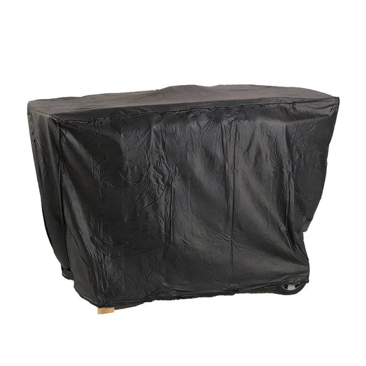 Black durable fabric cover designed to protect a lifestyle 4 burner flatbed bbq grill lfs153