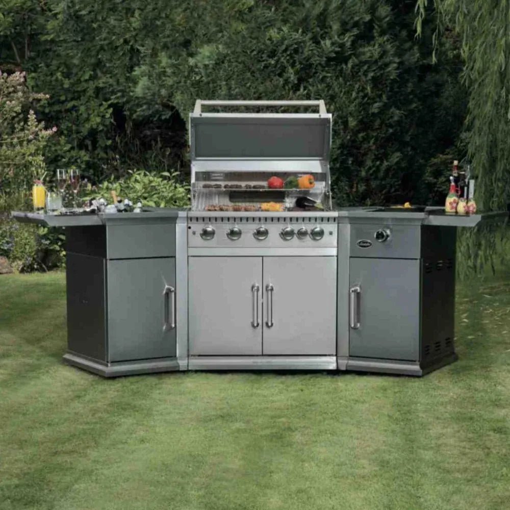 Lifestyle Bahama Island gas BBQ LFS680 stainless steel outdoor grill with built-in side table and storage cabinets