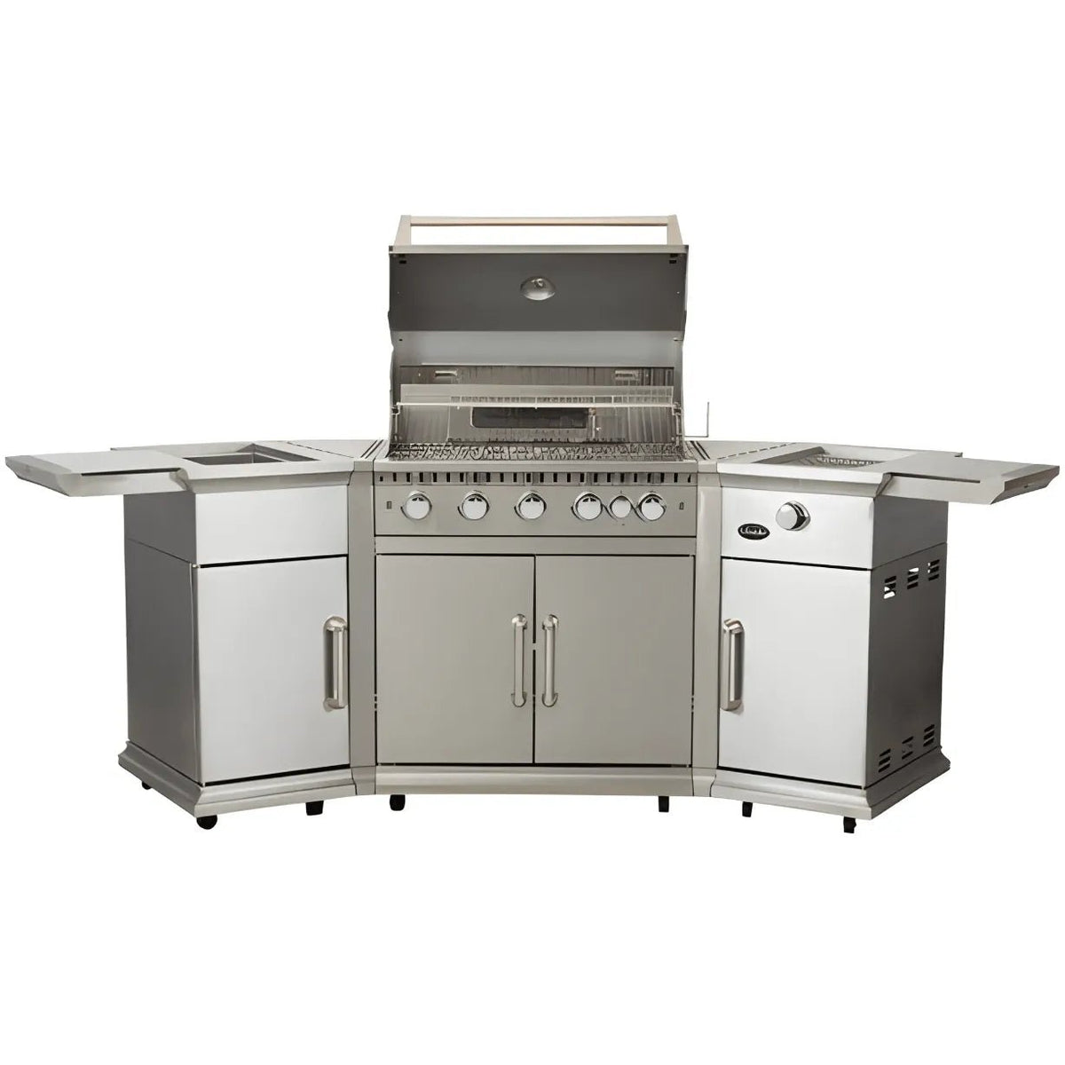 Lifestyle Bahama Island stainless steel gas BBQ with side cabinets and built-in sink for outdoor grilling