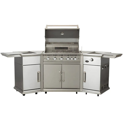 Lifestyle Bahama Island stainless steel gas BBQ with side cabinets and built-in sink for outdoor grilling