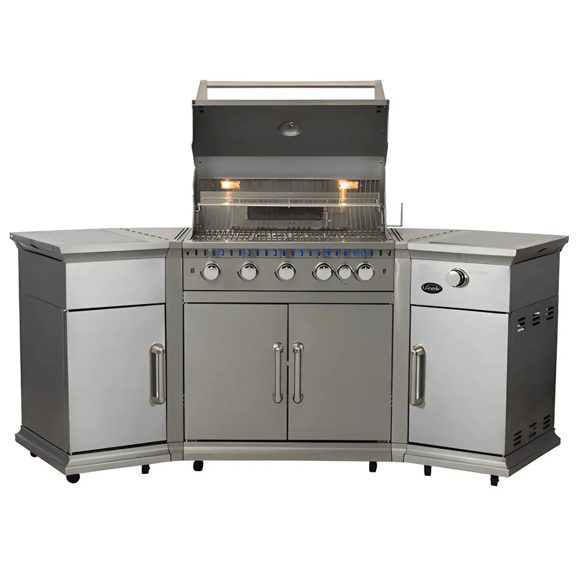 Lifestyle Bahama Island gas BBQ LFS680 stainless steel outdoor grill with six burners oven and silver cabinets
