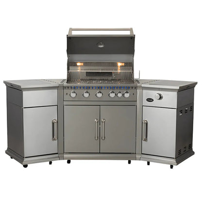 Lifestyle Bahama Island gas BBQ LFS680 stainless steel outdoor grill with six burners oven and silver cabinets