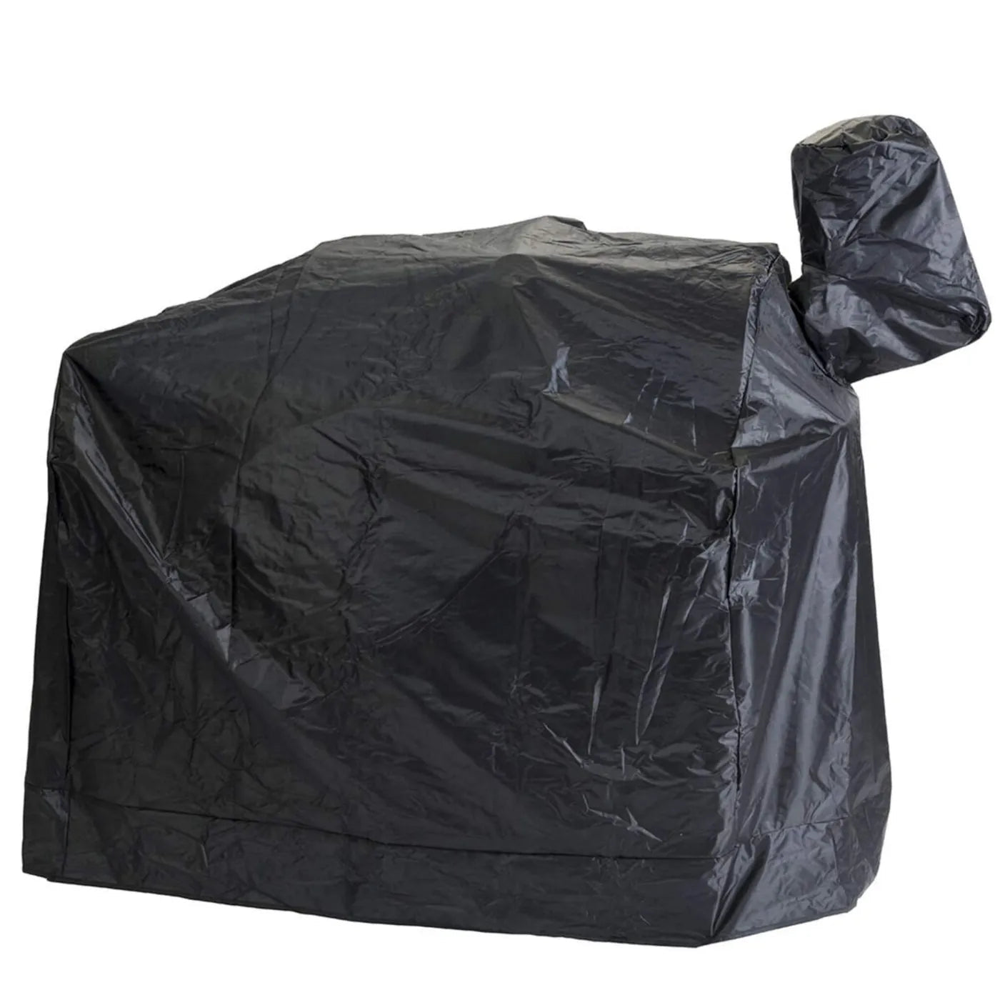 Black crinkled plastic grill cover with hooded flap for lifestyle big horn pellet grill lfs256cover