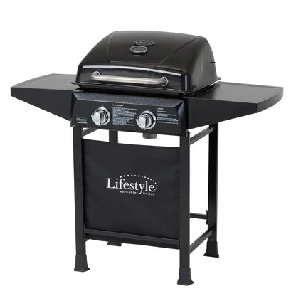 Black lifestyle brand lifestyle cuba 2 gas burner bbq lfs687q gas grill with sleek glossy finish and stainless steel handle