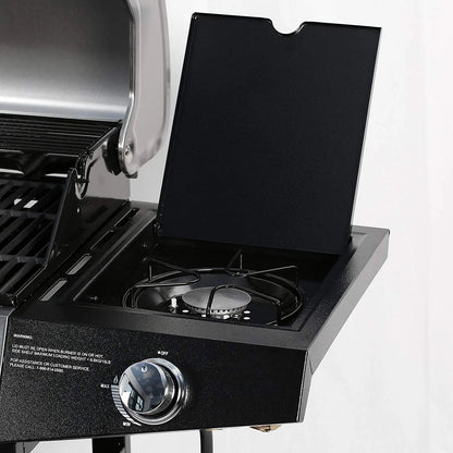 Black Lifestyle Dominica gas barbecue LFS683 with stainless steel lid and control knob for outdoor grilling