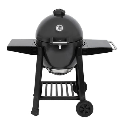 Black ceramic lifestyle dragon egg charcoal bbq lfs300 grill with stainless steel accents and wheels