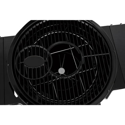 Black circular Lifestyle Dragon Egg charcoal BBQ LFS300 grill with metal grates and central fan assembly