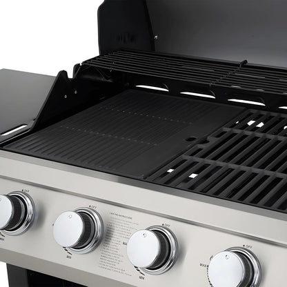 Lifestyle Grenada 4+1 gas BBQ grill black grilling grate with stainless steel frame and four chrome control knobs