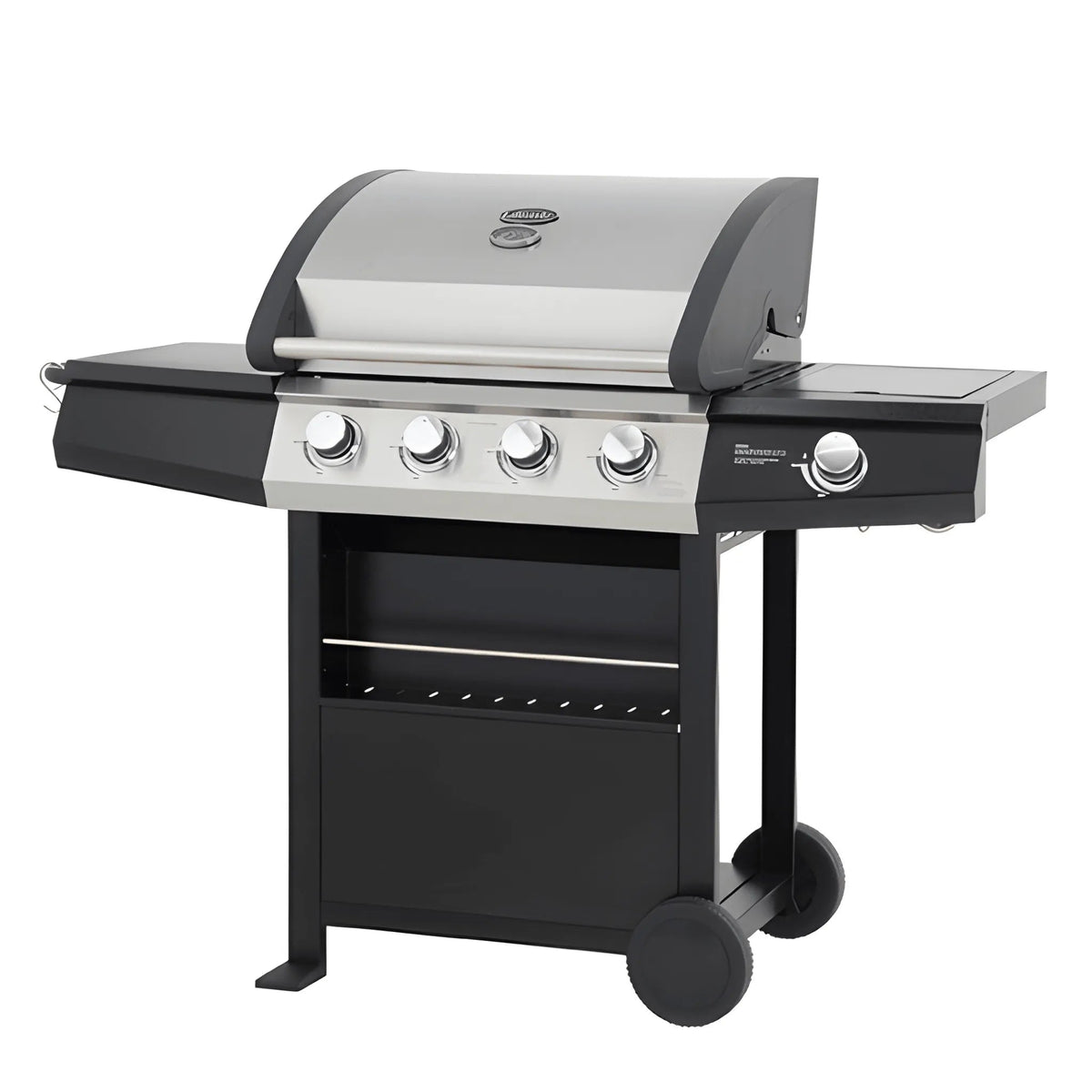 Lifestyle Grenada 4+1 gas bbq grill in black and stainless steel with four burners and a sleek modern design