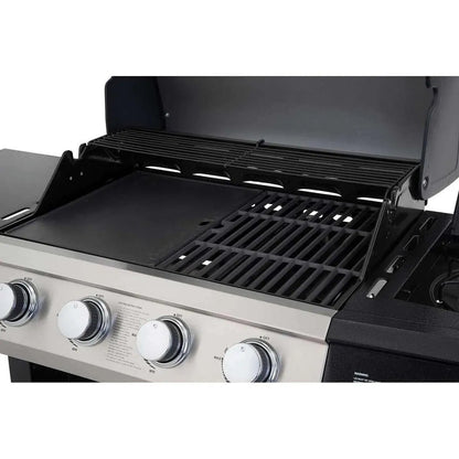 Lifestyle Grenada 4+1 stainless steel gas bbq grill with black grates and four chrome control knobs