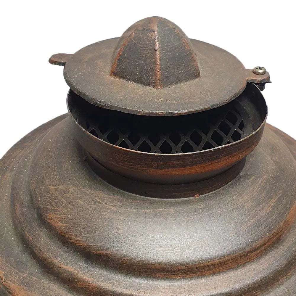 Lifestyle prestige firepit lfs700 antique-style cast iron oil lamp with domed lid and diamond-patterned vent in black