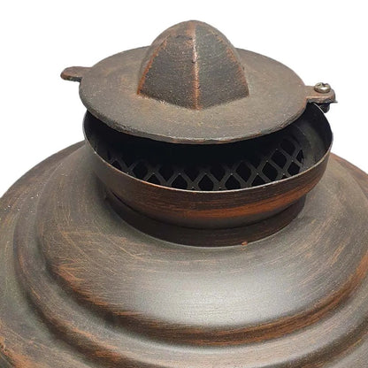 Lifestyle prestige firepit lfs700 antique-style cast iron oil lamp with domed lid and diamond-patterned vent in black