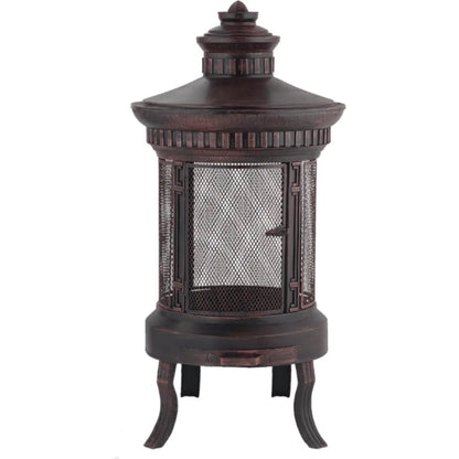 Lifestyle Prestige firepit LFS700 dark bronze metal outdoor fire pit with mesh sides and ornate lantern-style legs