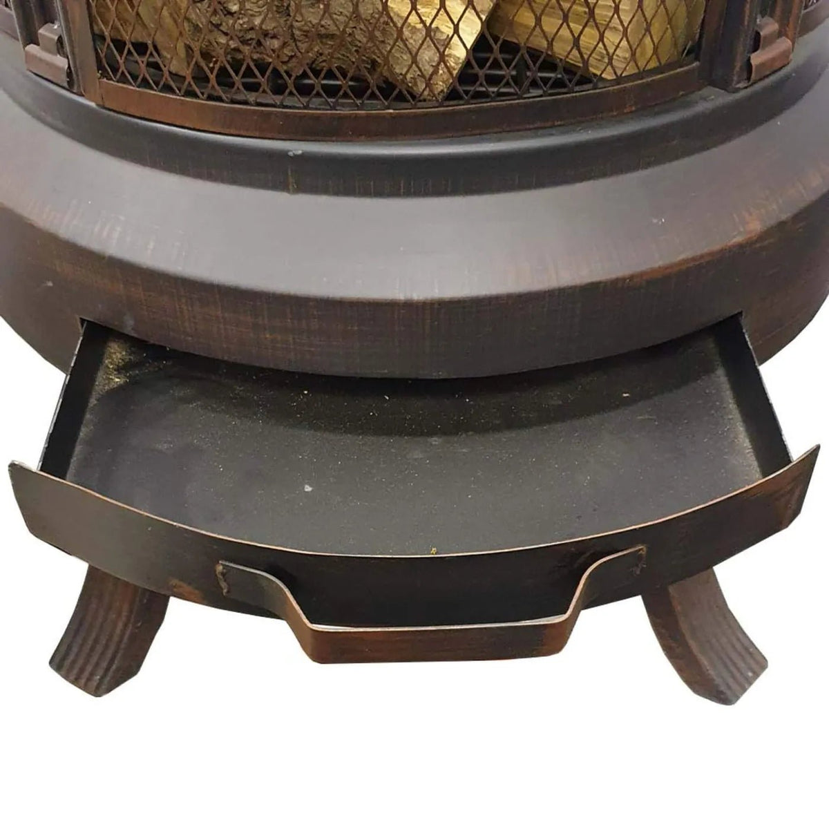 Lifestyle prestige firepit lfs700 dark brown metal fire pit with mesh screen and pull-out ash tray for outdoor use
