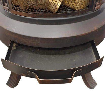 Lifestyle prestige firepit lfs700 dark brown metal fire pit with mesh screen and pull-out ash tray for outdoor use