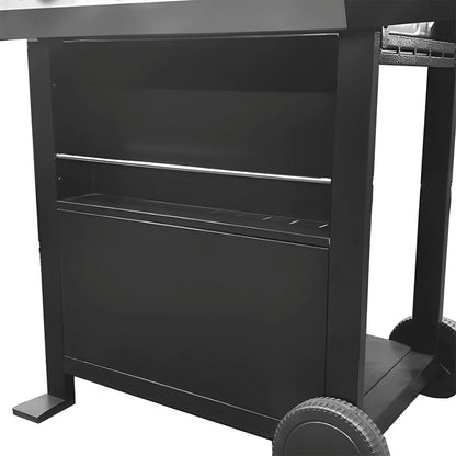 Black metal grill cart with sleek modern design and sturdy wheels for lifestyle st vincent 3+1 gas burner bbq lfs684