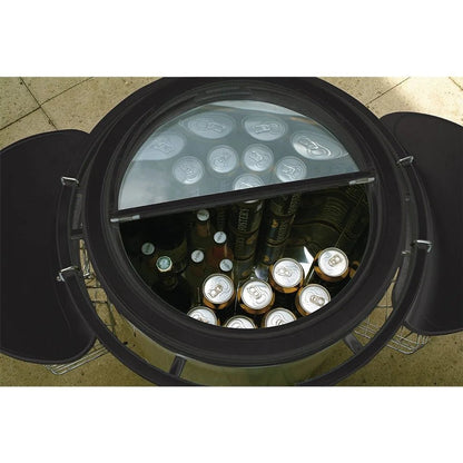 Lifestyle stainless steel electric party cooler lfs904 black circular cooler with transparent lid holding beer cans and bottles