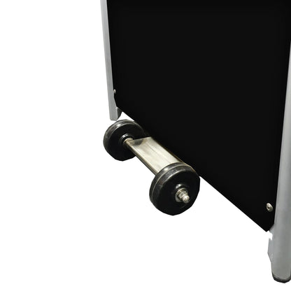 Lifestyle tahiti II flame patio heater with black weight plate and silver metal bar with black rubber ends