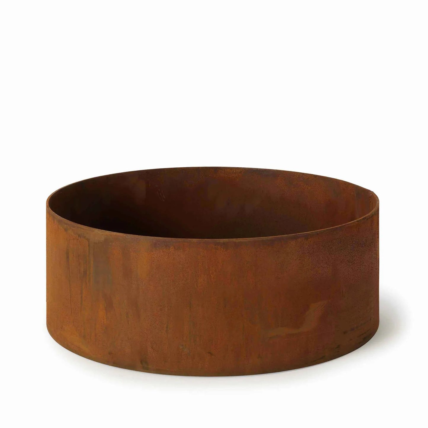 Rusty steel fire pit ring martinsen base 25 cm with weathered earth toned patina and smooth rounded edges