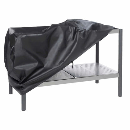 Martinsen kitchen waterproof black garden table cover with drawstring closure and glossy slightly wrinkled fabric surface
