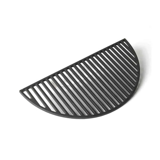 Black half-moon cast iron grill grate with parallel slats for efficient grilling ma126 model