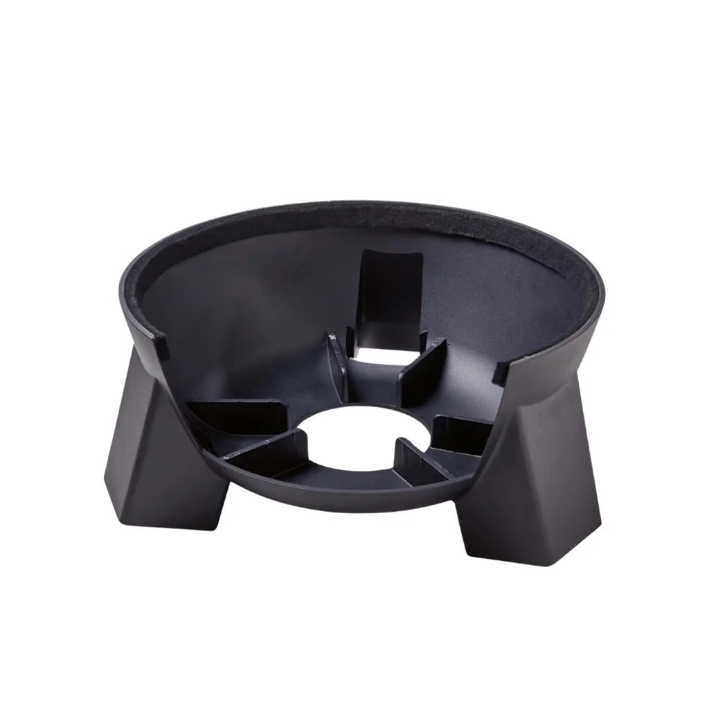 Black plastic gas stove burner stand with circular base and four angular legs for moddern kamado pedestal aluminium ma131