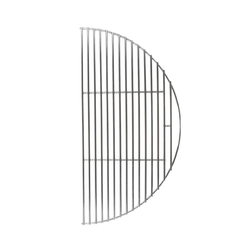 Moddern stainless steel grill half-moon with half-circle shape and evenly spaced vertical bars in silver color