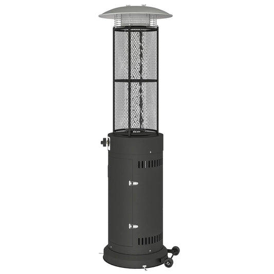 Outsunny 11KW Gas Patio Heater – Adjustable, Wheels, Black | 842 - 390V70BK - Fire Pits, Fireplaces, Heating